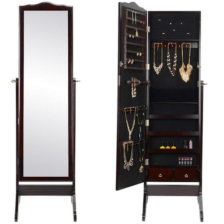 Sortwise Jewelry Armoire Lockable Mirror Cabinet Cosmetic Sortwise Jewelry Armoire Lockable Mirror Cabinet Cosmetic Storage Organizer Brown Image 4