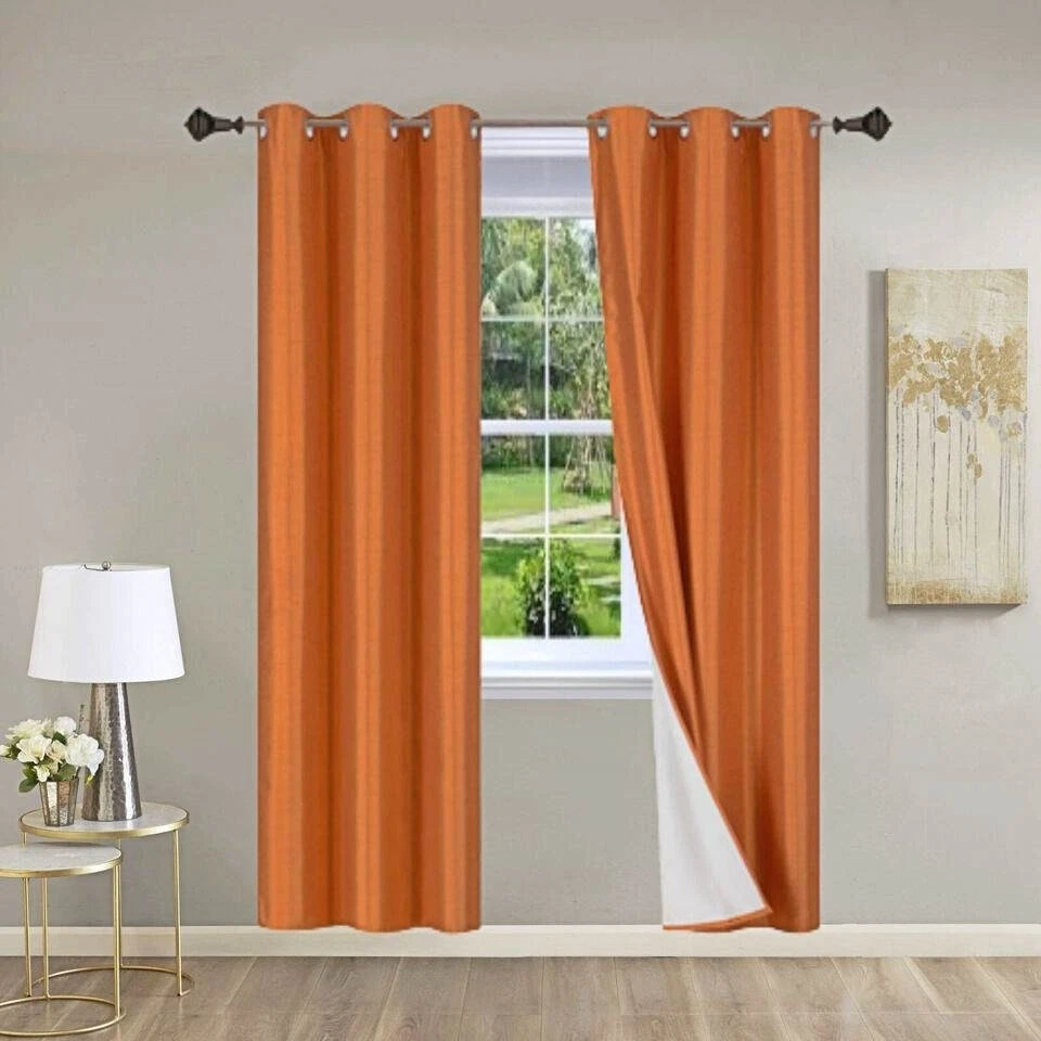 Gorgeous Home Linen Set of 2 Panels 100% Blackout Bedroom Window Curtain Panels, 84", Brick