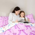 thumbnail image 4 of Manfei Cute Pink Bow Knot Full Size Comforter Sets,Kawaii Bowtie Loves Bedding Comforter Set,Colorful Stars Reversible,3pcs,1 Comforter and 2 Pillowcases, 4 of 7