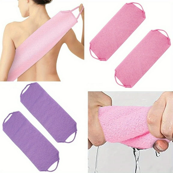 4-Pack Exfoliating Back Scrubber with Handles, Extended Length Nylon Body Washer for Shower