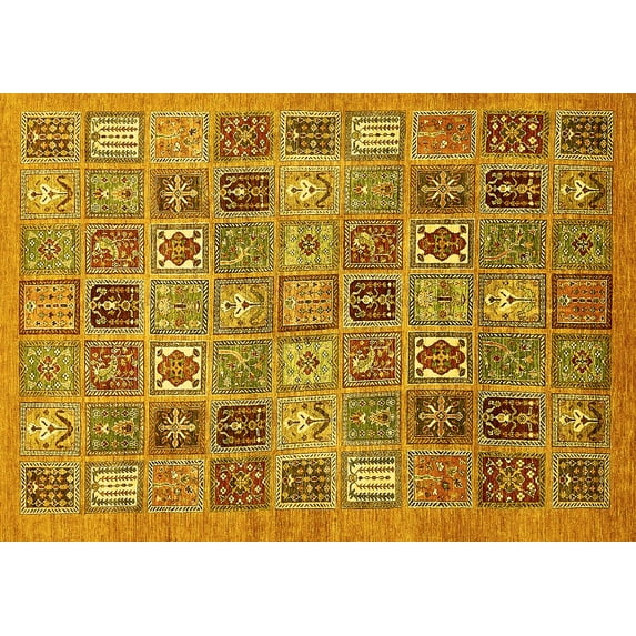 Ahgly Company Indoor Rectangle Abstract Yellow Modern Area Rugs, 7' x 9'