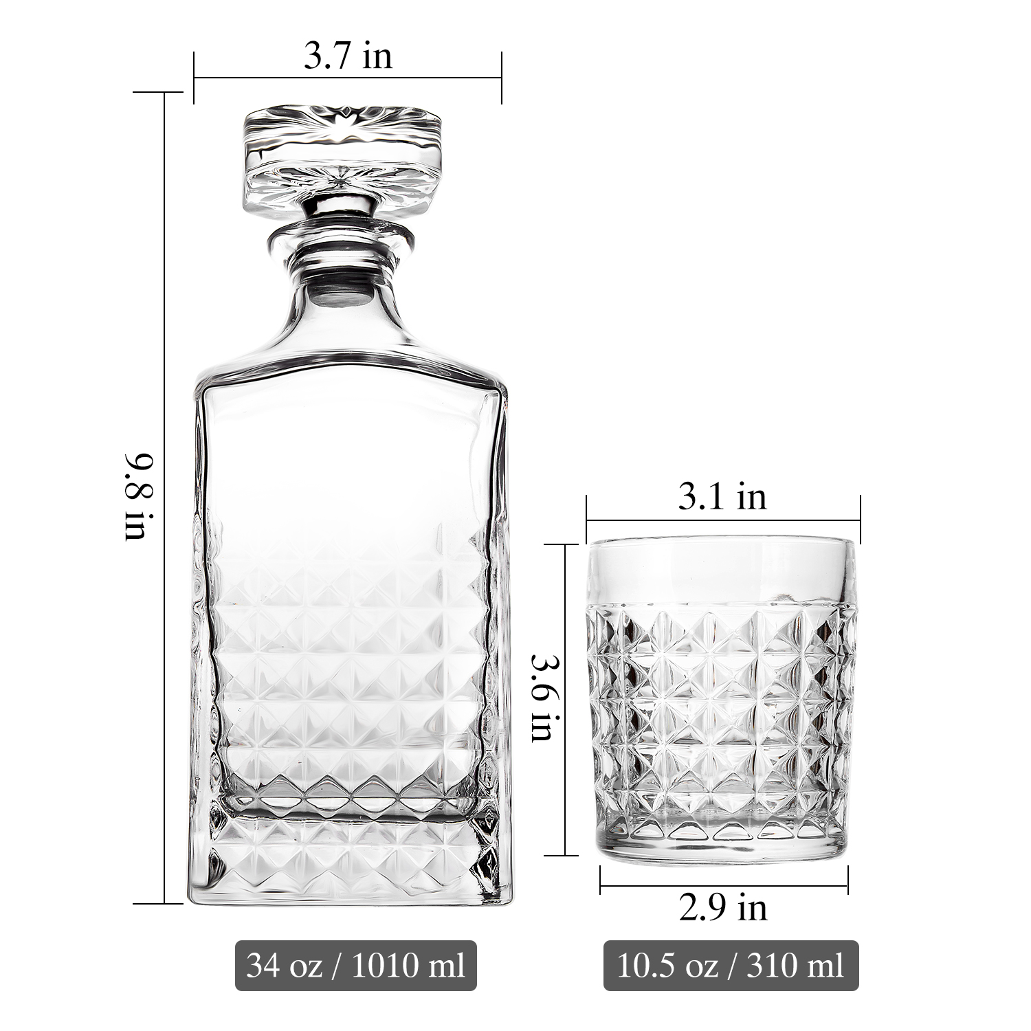Lighten Life Whisky Decanter Sets,Italian Style Decanter with 4 Glasses Set in Gift Box,Crystal Glass Decanter Set for Bourbon,Scotch,Liquor,Whiskey Decanter Sets for Men and Women - image 2 of 6