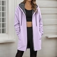 thumbnail image 4 of Long Winter Coats for Women 2025 Long Sleeve Fleece Lined Plain Zip Up Hooded Jacket with Pockets Outerwear, 4 of 6