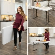 Lifetime 4 Foot Adjustable Rectangle Folding Table, Indoor/Outdoor Commercial Grade, White Granite (80160)