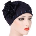 thumbnail image 1 of Bangcool Turban Cap Solid Color Beaded Adjustable Headscarf Hat Head Wrap Cap for Women, 1 of 6