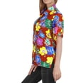 thumbnail image 2 of HAPPY BAY Women's Button Down Blouses Casual Tops Summer Beach Party Blouse Shirt Floral Blouses Short Sleeve Tee Button up Hawaiian Shirts for Women S Colorful Flowers, Red, 2 of 5