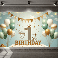 thumbnail image 5 of Gold Glitter Happy 1st Birthday Banner Mint Green First Birthday Display Balloon Decoration Star Pattern 1st Birthday Backdrop for 1st Birthday Party Baby's First Birthday Photo Shoot Backdrop, 5 of 9