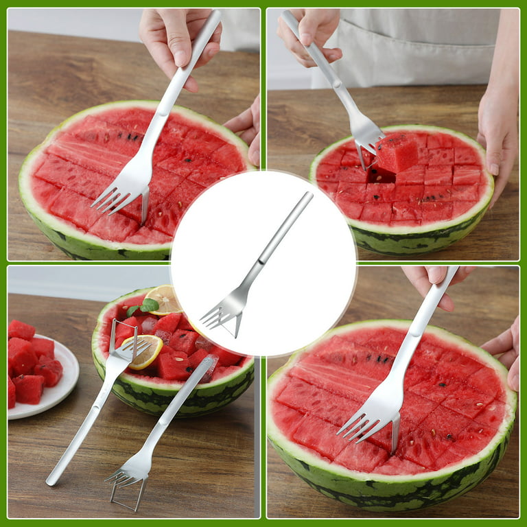 2 In 1 Watermelon Fork Slicer, Stainless Steel Watermelon Slicer