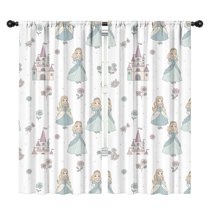 Blackout Kids Curtains,Princess Castle Flower Pattern Childrens Insulated Curtains Set Of 2,Bedroom Essentials,Toddler Room Decor 42"x84"