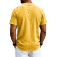 thumbnail image 4 of Men's Short Sleeve Linen Button Down Shirts Collarless V-Neck Untucked Casual Summer Old Money Tops, M, 4 of 8
