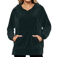 thumbnail image 6 of Fesfesfes Women's Casual Velour Hooded Pullover Sweatshirt Long Sleeve Drawstring Hoodie Top with Kangaroo Pocket Solid Color Loose Fit for Fall Winter Daily Wear, 6 of 8