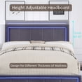 thumbnail image 4 of Modern Full Size Storage Bed, Upholstered Platform Bed with Wood Frame, 4 Drawers Design, Rgb LED Light and Height Adjustable Headboard for Bedroom, Gray, 4 of 8