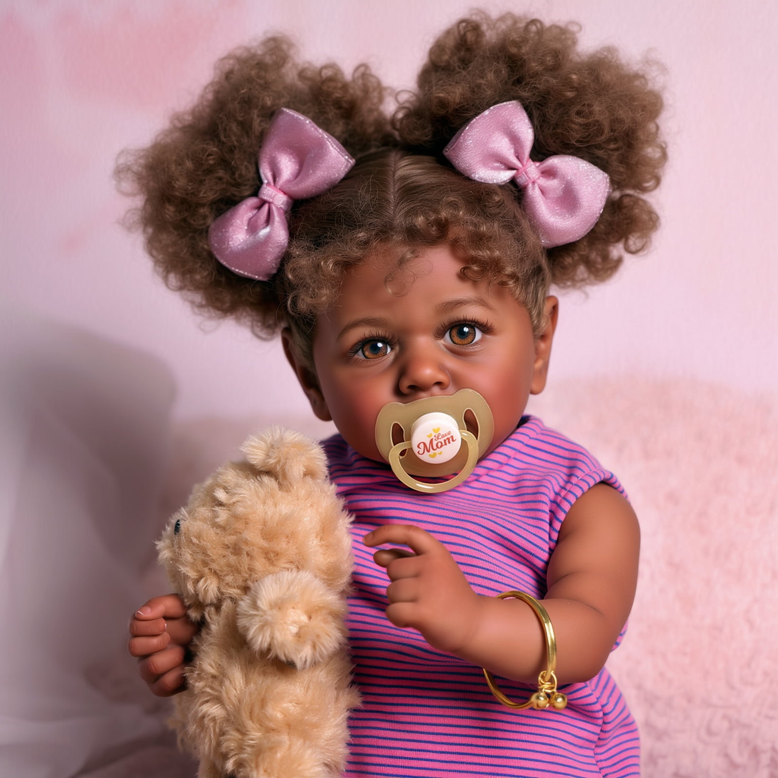 BABESIDE 20 Inch Reborn Dolls African American Black Soft cloth Body Dolls Dolls Gift for Kids Age 3+