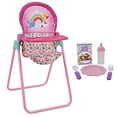 thumbnail image 1 of Baby Alive 509 Crew Juego de trona para muñecas - Rosa y arcoíris - 6 piezas, se adapta a muñecas de hasta 24", trona con bandeja de alimentación frontal y 5 accesorios de alimentación, juego de simul, 1 of 5