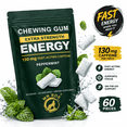thumbnail image 2 of Mr Ros Energy Chewing Gum Fast-Acting 130 mg Caffeine Sugar Free Peppermint 60 Pieces 5.6 oz, 2 of 5
