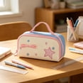 thumbnail image 6 of YIMWNYI Star Multi-Layer Pencil Case, Large Capacity Handheld Stationery Bag, Portable Pen Organizer Pouch, Sturdy Fabric Desk Storage Tote, Versatile Cosmetic Travel Kit, 6 of 8