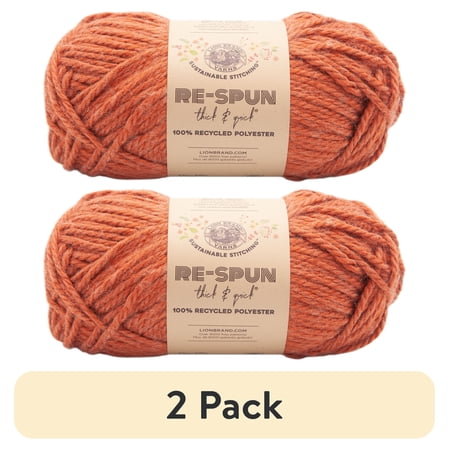 (2 pack) Lion Brand Yarn Re-Spun T&Q Cinamonn Stick 843-133AS Recycled Super Bulky 223yd 12oz Yarn