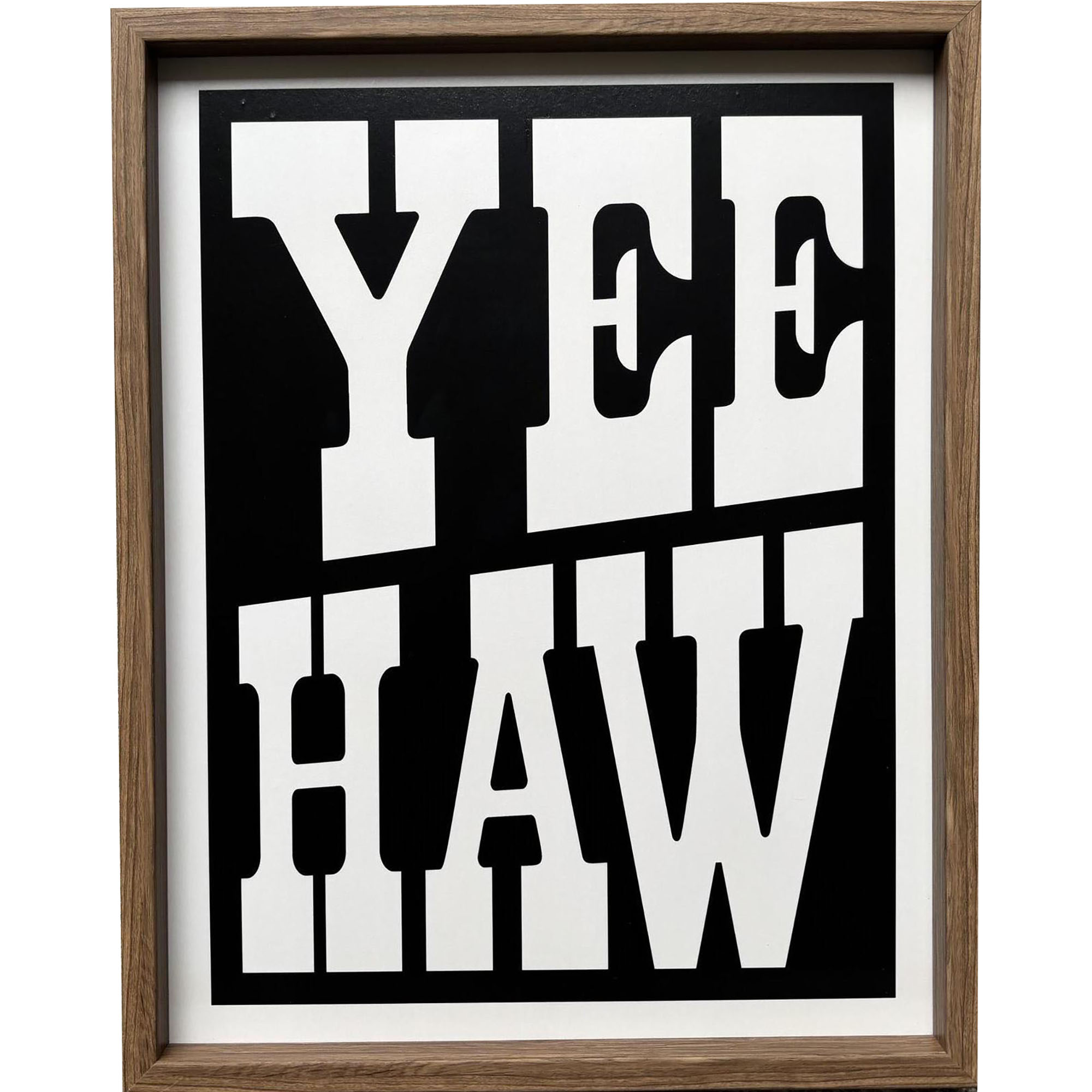 Crystal Art Gallery 15x19 Texas “YEE HAW” Wall Art Decor, Natural Framed Rustic Farmhouse Americana Western Typography Home Wall Decor