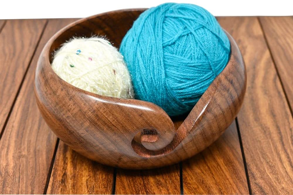 Ajuny Handmade Large Wooden Yarn Bowl Wool Ball Holder With Elegant Design  Gifts 