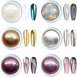 Chrome Nail Powder - Holographic Gold Nail Powder 6 Colors Mirror And  Bubble Effect Nail Art Decoration Manicure Pigment Set