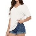 thumbnail image 2 of MOYIKO T Shirts Short Sleeve V Neck Tees for Women Fashion Trendy Tops Casual Summer Clothes, 2 of 7