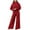 Wine, variant on Brondbend Winter Pajamas Women Set Lounge Sets for Women Crewneck Long Sleeve Solid Color Sleepwear Outfits with Wide Leg Long Pants ,Loose Thick Warm Daily Home Wear,Beige