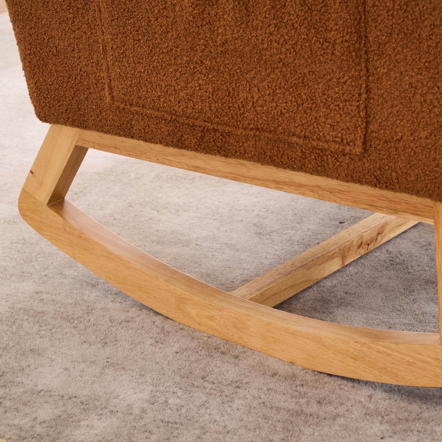 AOOWOW Teddy Nursery Rocking Chair with Retractable Foot Rest,Glider Rocking Chair,  Caramel