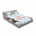 thumbnail image 3 of Ambesonne Christmas Fitted Sheet & Pillow Sham Set, Penguins, Twinxl, Blue Red, 3 of 3
