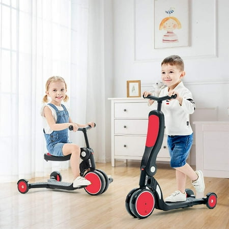 beberoad Kids Scooter, 2020 5-in-1 Kids Tricycles for 2-6 Years Old with Foldable Seat and Adjustable Height Handlebar, Lightweight Multi-Functional Boys and Girls Balance (Best Folding Bicycle In India)