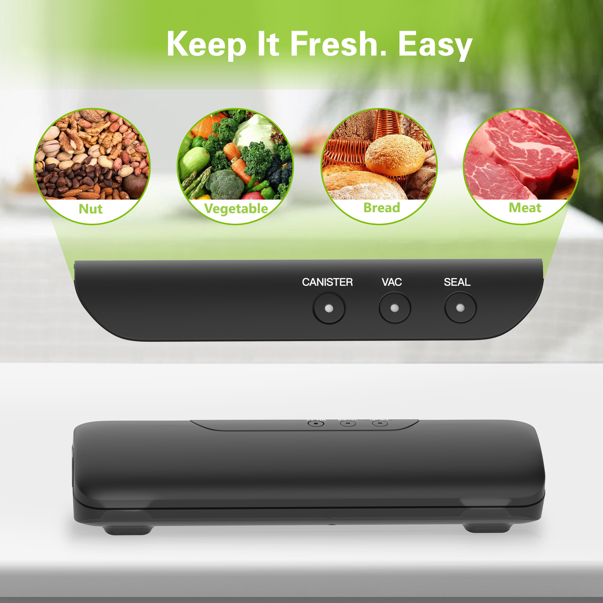 Vacuum Sealer Machine + 10 Vacuum Bags, Fast-Compact/Multi-Functional Food Vacuum Sealer with External Vacuum System