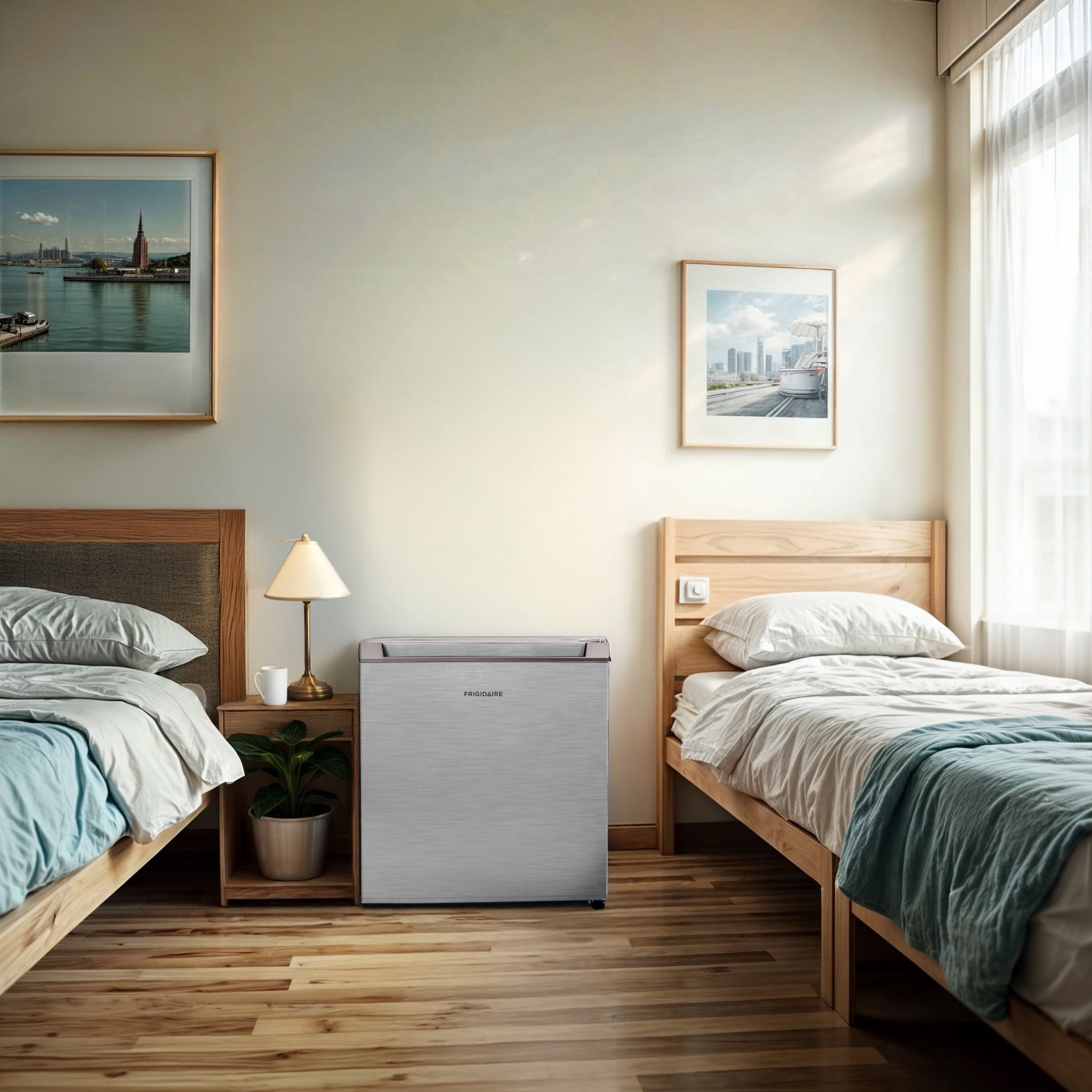 Frigidaire 1.6 Cu. ft. Compact Refrigerator with Chiller Compartment, Stainless Steel Mini Fridge for Bedroom, Dorm, Office, Apartment
