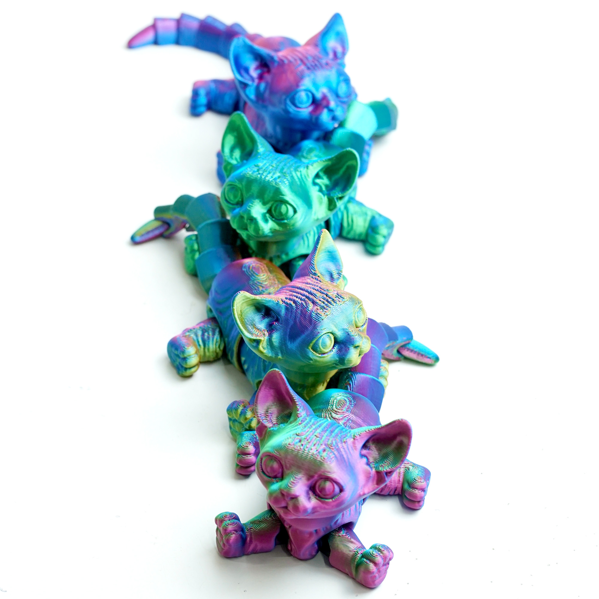 BANPIWOLG 4pcs 3D Printed Cat Model,Flexible Cat Animals Toy Statue,Joint Mobility,Home Office Decor,Interesting Toys for Autism/ADHD,Festival Gifts toco,Fidget Toys, Executive Desk Toy