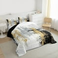 thumbnail image 3 of jejeloiu Vintage Geometric Design Queen Comforter Set,White Black Gold Bedding Comforter Set For Adult Reversible 3 Pieces, 3 of 8