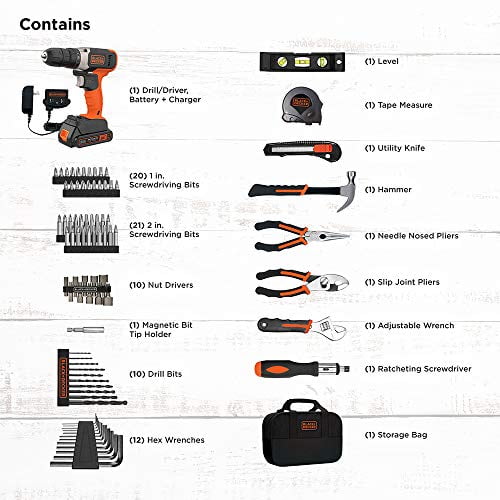 BLACK+DECKER 84-Piece Home Tool Kit with Cordless Power BLACK+DECKER 84-Piece Home Tool Kit with Cordless Power