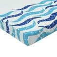 thumbnail image 2 of Ambesonne Modern Fitted Sheet, Ocean Life Sea Waves, Queen Size, Turquoise Navy Blue, 2 of 3