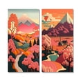 thumbnail image 2 of Designart "Japanese Mountain Serenity Elegant Pink Landscape I" Meadow Wall Art Set Of 2 - Traditional Pink Gallery Set For Office Decor, 2 of 6