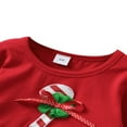 thumbnail image 4 of 2Pcs Toddler Christmas Outfits Candy Cane Ruffle Long Sleeve Tops Flare Pants, 4 of 9