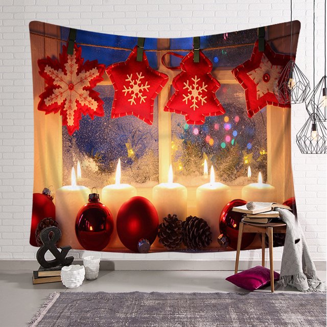 Tapiz de Navidad Árbol de Navidad Tela de Papá Noel Tela de pared Calcetines de Navidad Regalo de Navidad Tapiz colgante de pared Sincero Hogar
