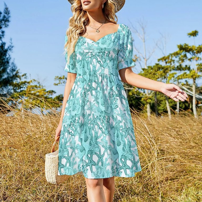 StarWatercolor Aqua coral reef ocean home decor Dress Women long dress  Clothing Women dresses summer Dresses gala - Walmart.com