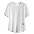 thumbnail image 3 of Men White T Shirt Crew Neck Short Sleeve Big and Tall Stretch Active Fit Gym Apparel Slim Fit Gradient Round Neck Casual Vacation Basic Activewear, 3 of 4