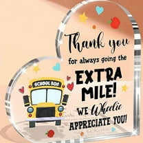 Acrylic Appreciation Plaque for Bus Drivers Desk Decor with Yellow Bus Colorful Hearts Design | Ideal for Christmas Graduation Birthday Gifts Perfect for Home or Office Bus Driver Gifts