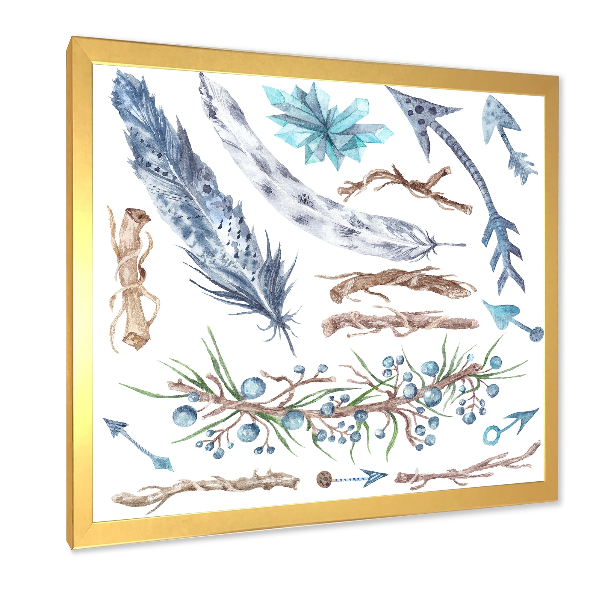 Designart 'Tribal Forest Elements' Bohemian & Eclectic Framed Art Print
