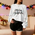thumbnail image 4 of Women's Christmas Sweatshirt Long Sleeve Crewneck Croppde Letter Printed Pullover Top White-2 M, 4 of 5