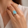 thumbnail image 3 of Solid Sterling Silver Ring, Handmade Silver Oxidised Ring, Beautiful Silver Rings, Oval Cut Chalcedony Ring for Women Gemstone Ring Size US 4.5, 3 of 6