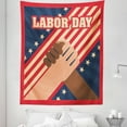 thumbnail image 1 of Labour Day Tapestry, Frame Layout of Holding Hands Celebrating Pattern, Fabric Wall Hanging Decor for Bedroom Living Room Dorm, 5 Sizes, Pink Multicolor, by Ambesonne, 1 of 1
