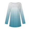 thumbnail image 5 of Womens Tops Women's Casual Plus SizeLong Sleeved Round Neck Gradient Printing T-shirt Top Pullover Shirts for Women Kagetolytai Cyan L, 5 of 5