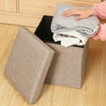 thumbnail image 2 of Beige Multifunctional Foldable Linen Storage Stool Storage Box Organizer Shoe Changing Stool Fabric Storage Stool For Home Office 25X25Cm 9.84X9.84In Weight 1.98 Lb, 2 of 6