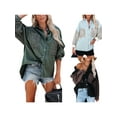 thumbnail image 4 of Okbabeha Women's Long Sleeve Button Down Leopard Contrast Loose Denim Jackets, 4 of 9