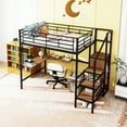 thumbnail image 4 of DreamBuck Full Size Loft Bed with Desk and and Metal Grid, Metal Loft Bed with Storage Stairs and Wardrobe, Space Saving Loft Bed with Desk Underneath, Full Bed Frames for Teens, Boys, Girls, 4 of 9