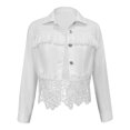 thumbnail image 4 of Womens Jeans Jacket Solid Color Lapel Button Down Casual Denim Jacket Outerwear, 4 of 4
